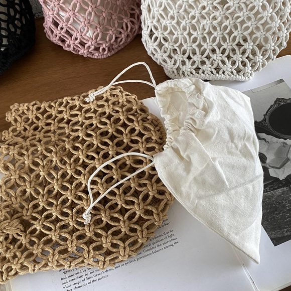 Retro Bucket Bag Vacation Straw Casual Woven Bag - Image 3