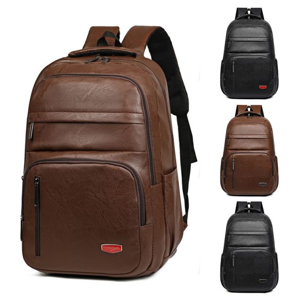 PU Soft Leather Backpack Large Capacity Men - Image 3