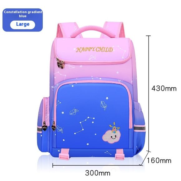 Children's Schoolbag Starry Sky Gradient Spine Protection Burden Alleviation Backpack - Image 2