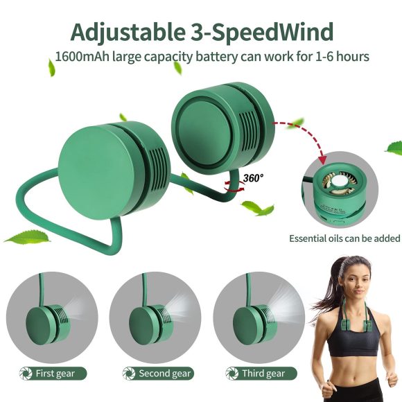 Hanging Neck Fan Leaf Less Small Fan USB Portable Storage Lazy Aromatherapy Neck Hanging Neck Electric Fan - Image 4