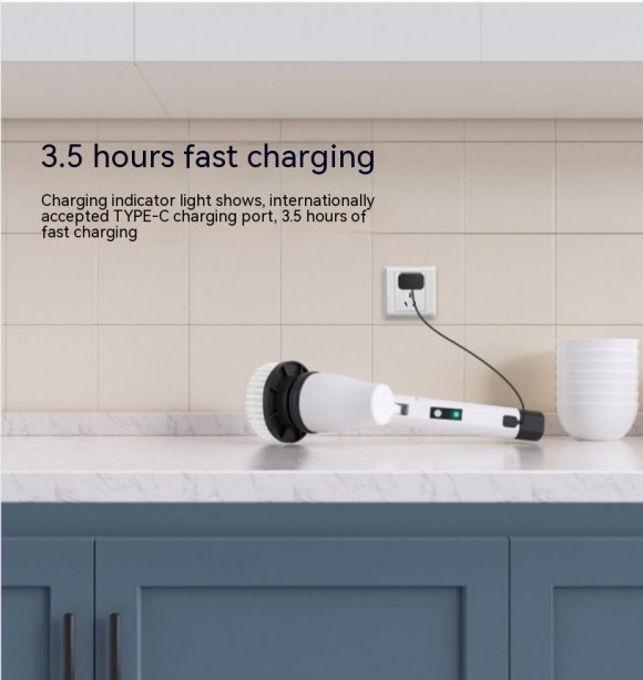 7-in-1 Wireless Cleaning Brush Long Handle Retractable Bathroom Toilet Floor Electric Brush - Image 8