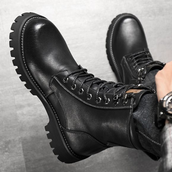 Worker Boot High Top British Style Thick Bottom Fleece-lined - Image 4