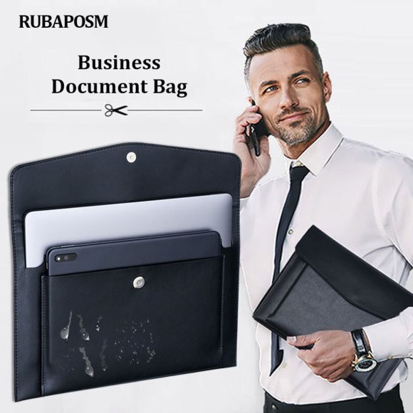 A4 File Bag Contains Large Capacity Double-layer Leather Protective Sleeve - Image 3