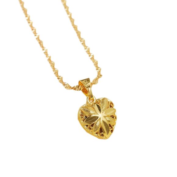 Heart-shaped Necklace Ethnic Style Hollow Chicken Hearts Gold Plated - Image 3