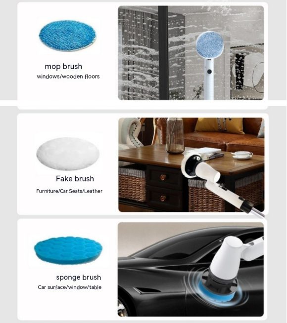 7-in-1 Wireless Cleaning Brush Long Handle Retractable Bathroom Toilet Floor Electric Brush - Image 4