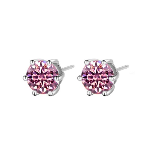 Moissanite Six-claw Ear Studs 1 Karat Simple Graceful - Image 3