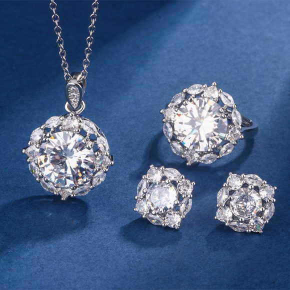 Three-piece Set Colored Gems Set Rings High-end Luxury All-matching Women
