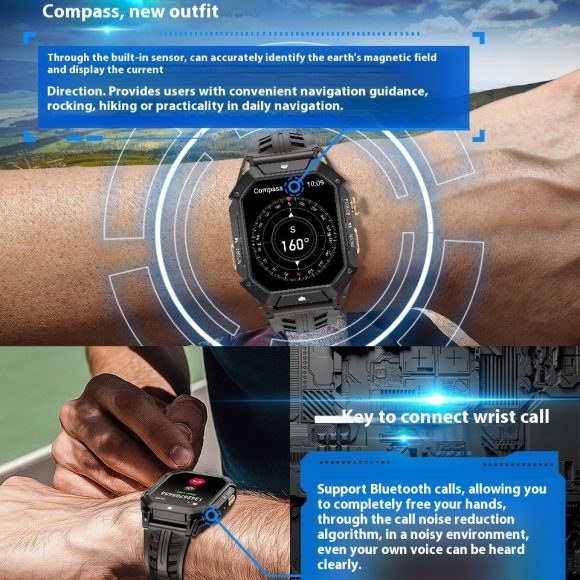 Smart Watch Bluetooth Calling Voice Assistant Gas Compass Sports Watch - Image 7