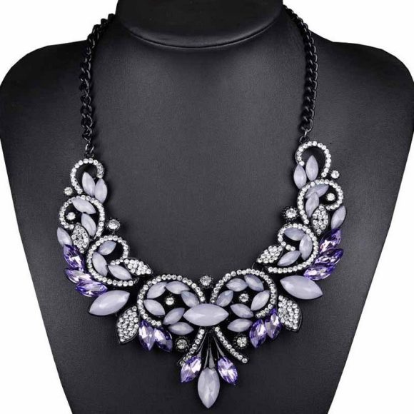 Diamond Alloy Flower Necklace For Women - Image 3