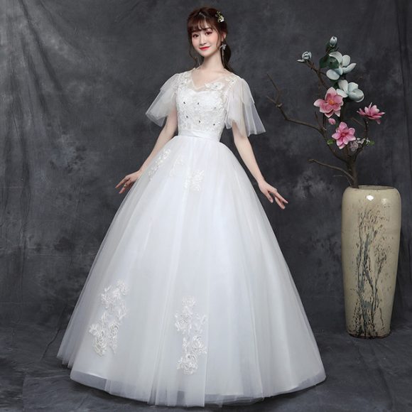 Large Size Wedding Dress Fat Bride Married Master Wedding Dress Was Thin And Simple Studio Covering Arms - Image 4