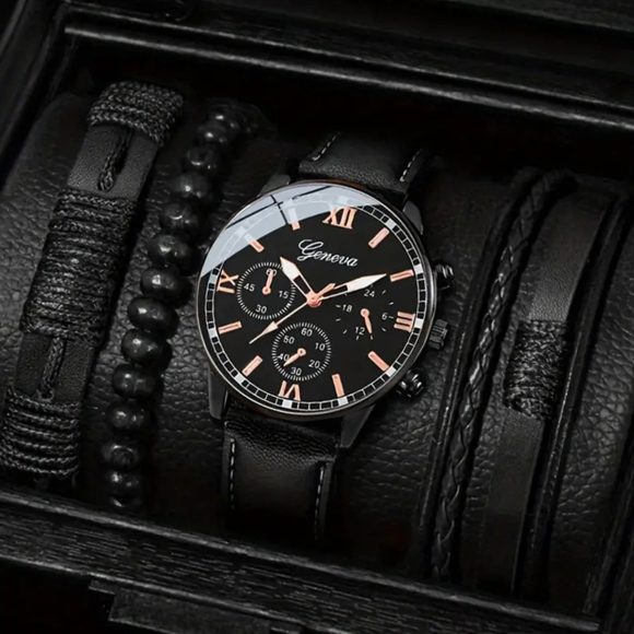Belt Quartz Watch With Woven Bracelet - Image 2