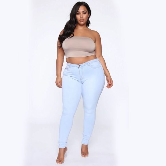 Women's Plus Size Fashion High Elastic Denim Pencil Pants - Image 5
