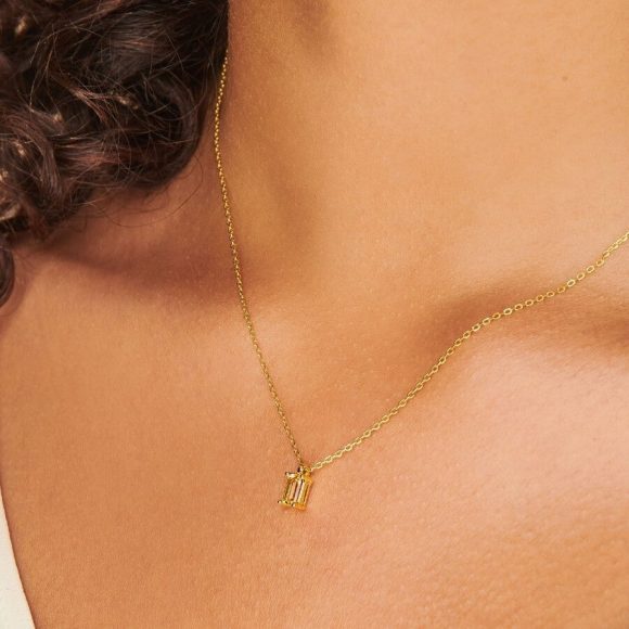 Rectangular 12month Birthday Stone Pendant Colorful Zircon Clavicle Chain - Image 7