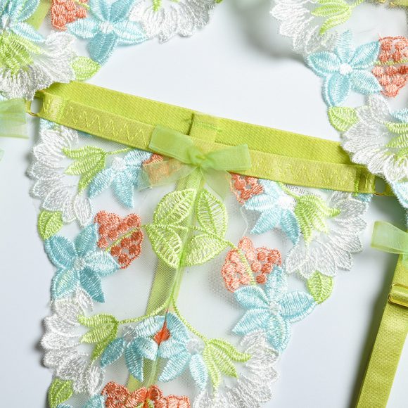 Three-piece Set Of Craft Floral Mesh Underwear Gathered - Image 10