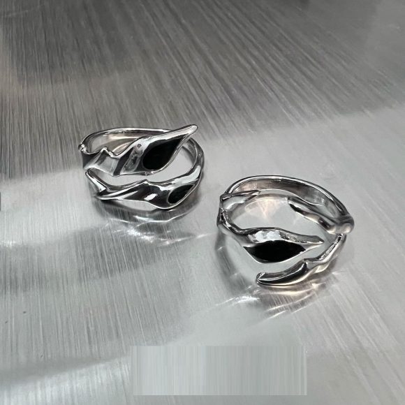 Irregular Shaped Black Onyx Metal Ring Street Tide Special-interest Design High Sense Men And Women - Image 8