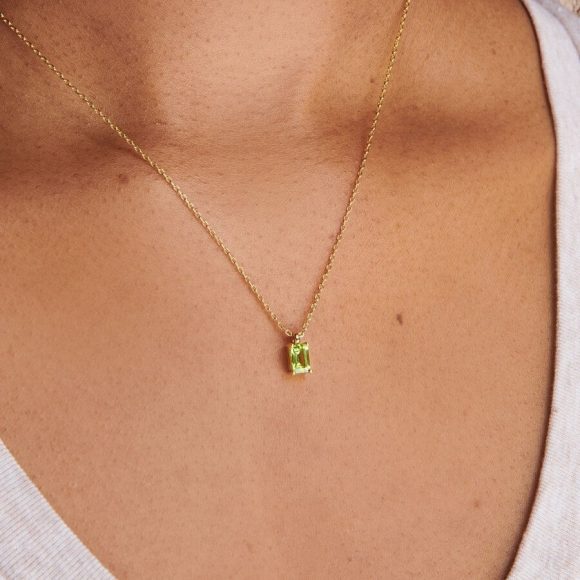 Rectangular 12month Birthday Stone Pendant Colorful Zircon Clavicle Chain - Image 3