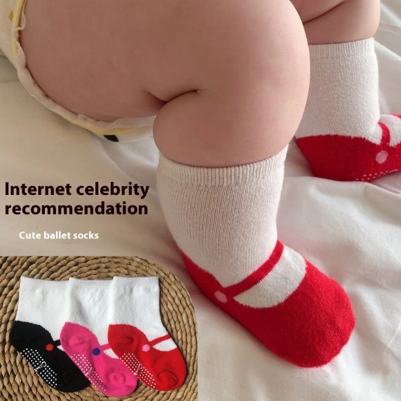 Combed Cotton Japanese Ballet Ankle Sock Baby Dispensing Non-slip Sole Socks