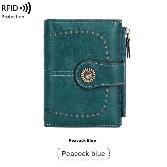 RFID Anti-theft Swiping Women's Wallet Multiple Card Slots Buckle Wallet - Image 8