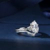 Simple Silver Classic Water Drop Big Diamond Zircon Ring - Image 5