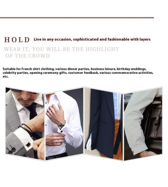 Rectangular Glossy Metal Cufflinks French Cuff French Shirt Men Women Cufflink - Image 4