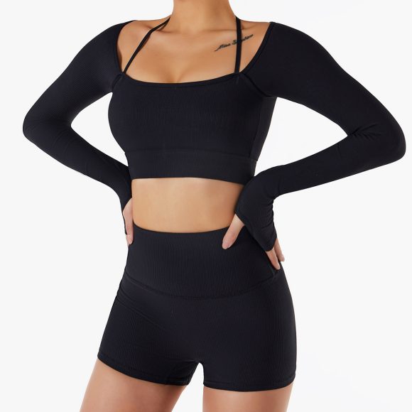 Sports Top Women's Quick-drying Workout Clothes With Chest Pad Slim Fit Skinny Long Sleeve Yoga Wear - Image 2