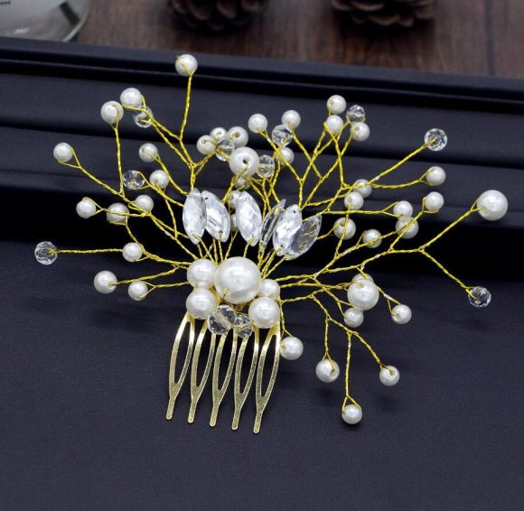 Pearl White Crystal Banquet Headdress Comb - Image 6