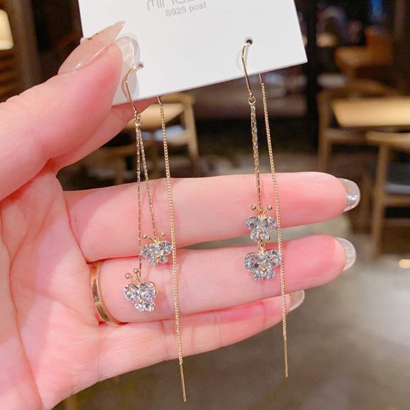 South Korea Butterfly Rhinestone Rhinestone Earrings Women - Image 4