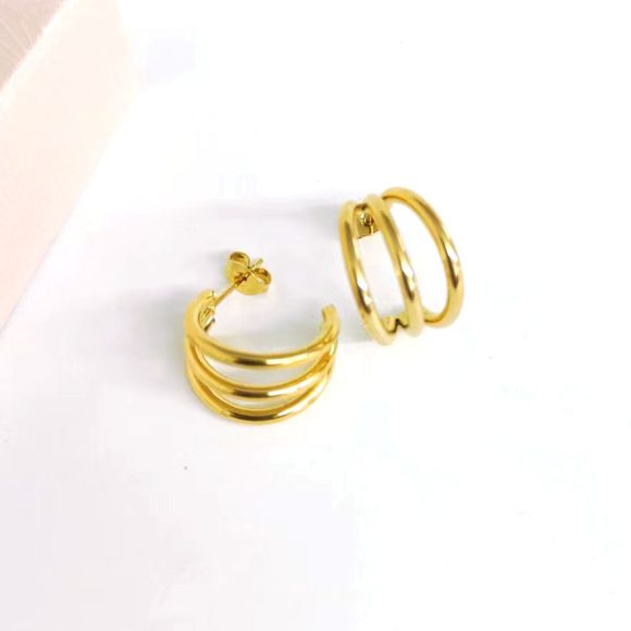Peach Heart Stainless Steel 18K Gold Earrings - Image 6