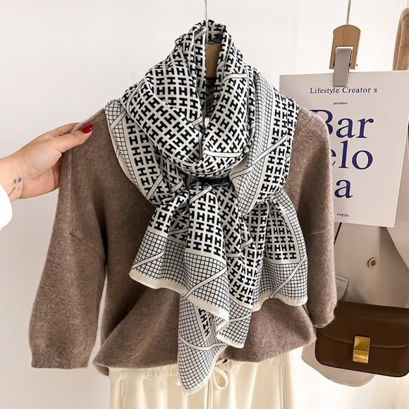 Color Matching Fashion Scarf Scarf Thin Warm Scarf Talma - Image 3