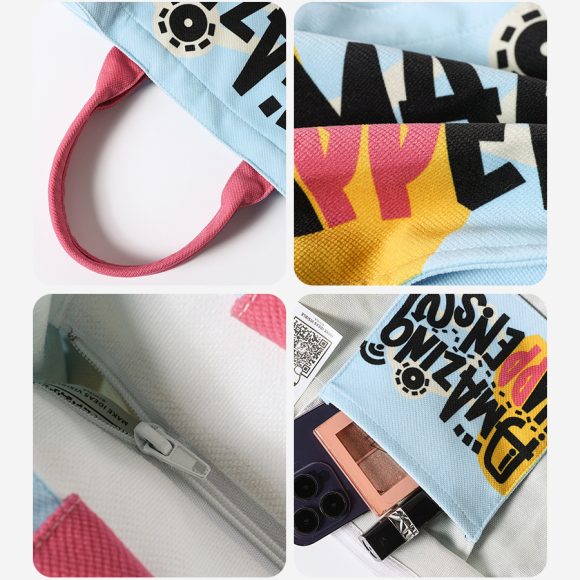 Sweet Cool Color Contrasting Letter Handheld Small Square Bag - Image 2