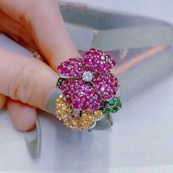 Cold Style Special-interest Design Flower Ring Female Open Light Luxury Micro-inlaid Full Diamond Ring All-matching - Image 5