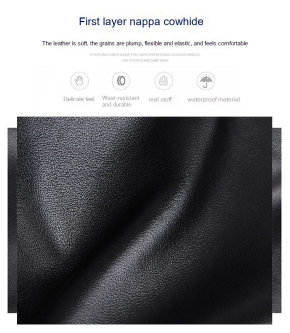Leather Handbag Briefcase Napa Leather Comfortable Texture Men's Real-leather Bag - Image 9