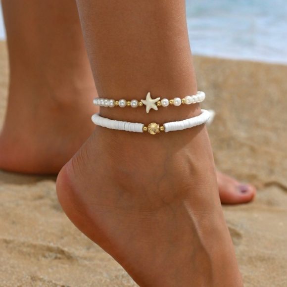Five-pointed Star Pearl Twin Anklet - Image 5