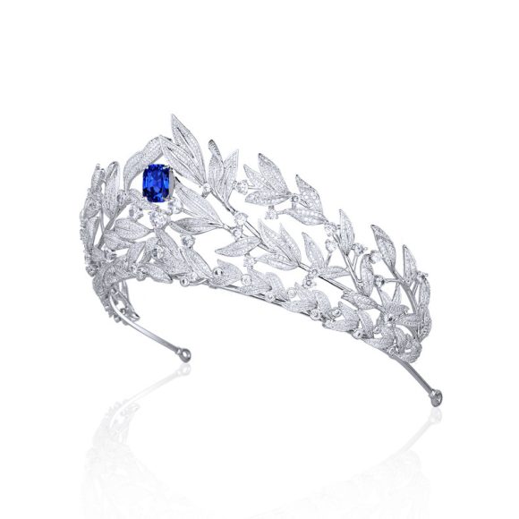 Sapphire Crown Copper Micro Inlay AAA Zircon Crown Wedding Headdress - Image 5