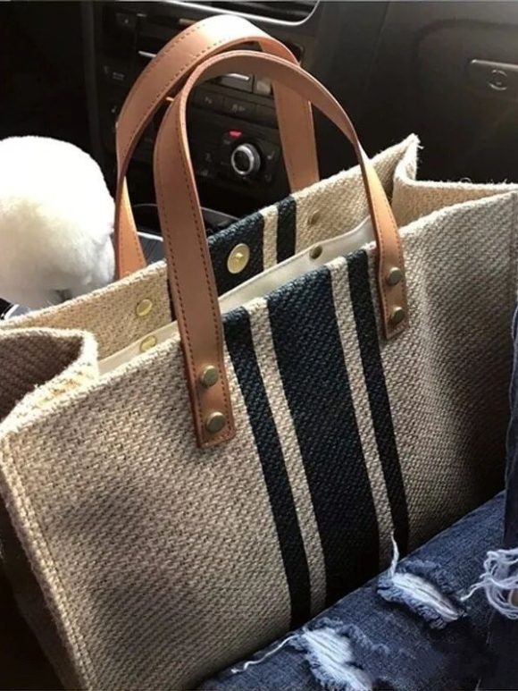 Women's Portable Briefcase Professional Commute Striped Minimalist Shoulder Bag - Image 6
