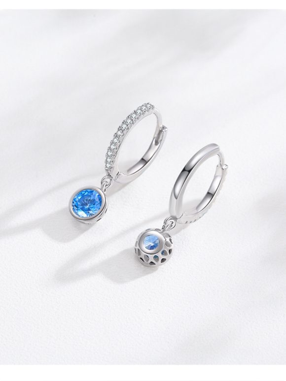 Women's Light Luxury Sea Blue Artificial Diamond Earrings Necklace - Image 6