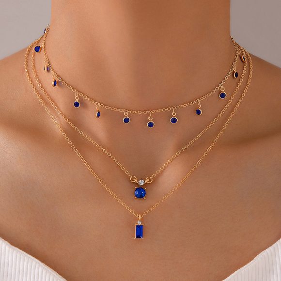 Vintage Grandmother Blue Green Pearl Multilayer Simplicity Necklace - Image 4