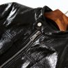 Black Bright Leather PU Short Motorcycle Leather Jacket Women's Jacket - Image 3