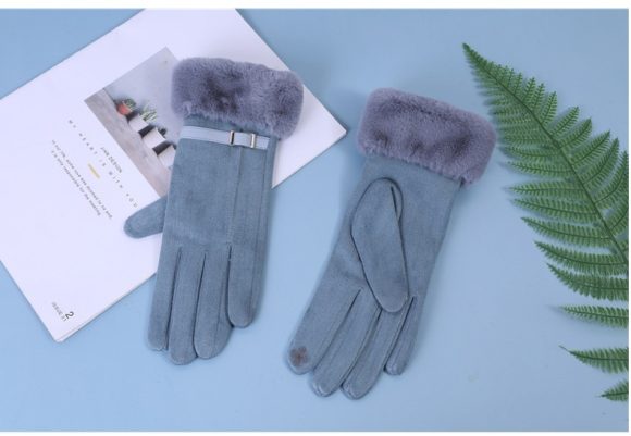 Outdoor Cycling Touch Screen Fleece Thickening Suede Gloves - Image 3