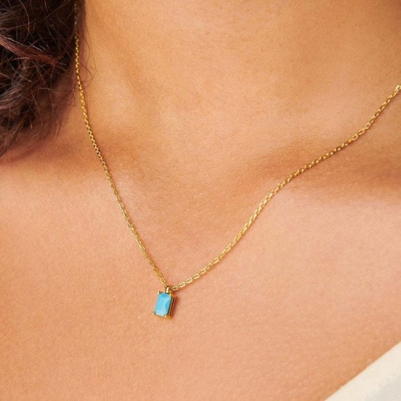Rectangular 12month Birthday Stone Pendant Colorful Zircon Clavicle Chain - Image 6