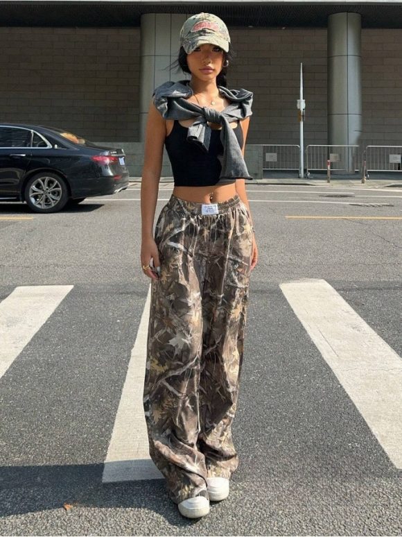 Slimming Casual Pants Hip Hop Retro Street Multi-pocket Camouflage Cargo Pants For Women Y2k Hip-hop Cargo Grunge Baggy Trousers - Image 4
