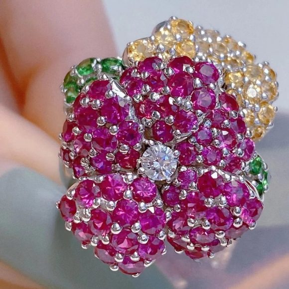 Cold Style Special-interest Design Flower Ring Female Open Light Luxury Micro-inlaid Full Diamond Ring All-matching - Image 3