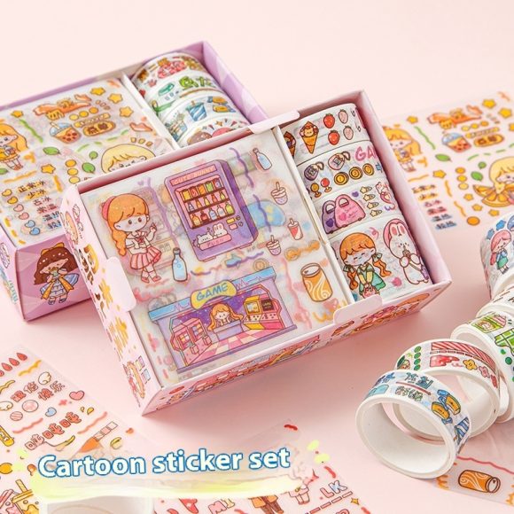 Cute Tape Sticker Gift Box Cartoon Stickers Suit Children's Film Sticker - Image 8