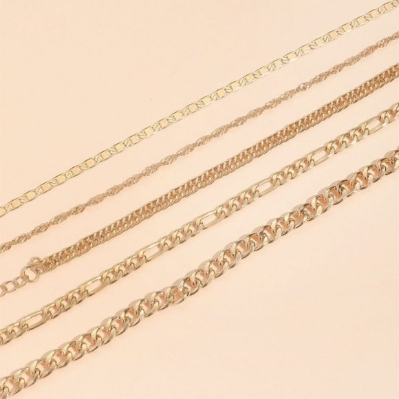 Simple Graceful Metal Chain Retro Creative Snake Chain Anklet Five-piece Set - Image 9