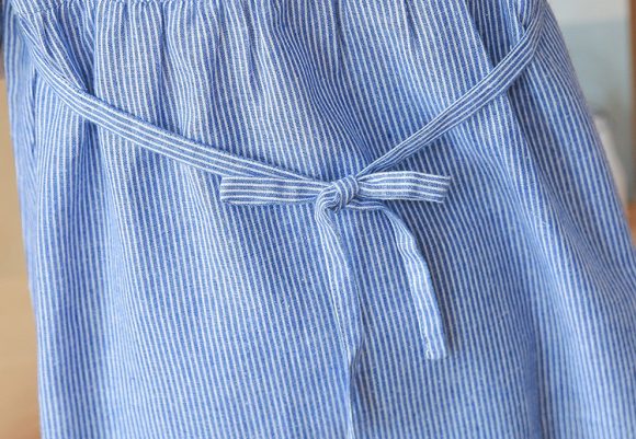 Maternity Dress Stand-up Collar Striped Embroidery Maternity Top - Image 2