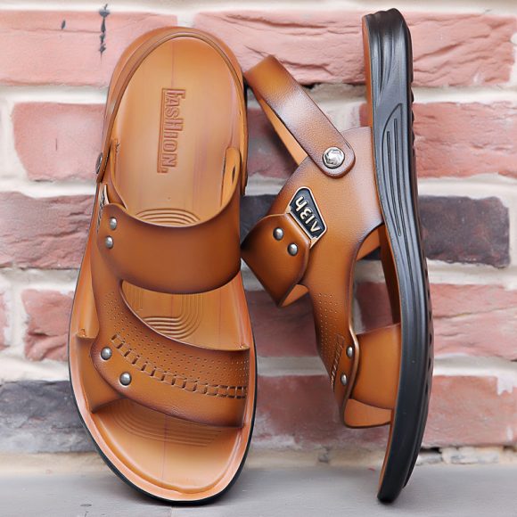 Men's Genuine Leather Wear-resisting Non-slip Breathable Slippers - Image 7