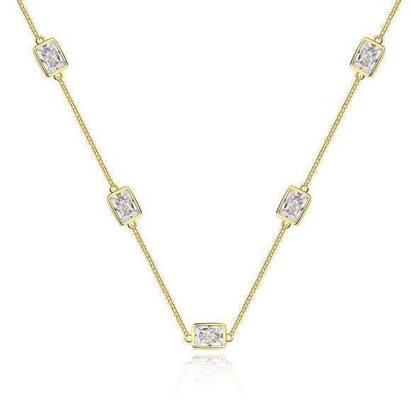 Simple Gold-plated S925 Sterling Silver CZ Zircon Rectangle Women's Suit Jewelry - Image 4