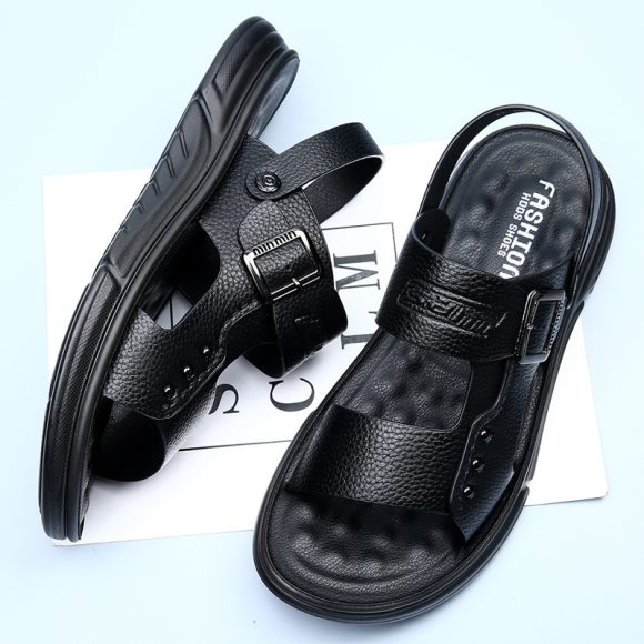 Soft Leather Men's Casual Beach Shoes Latex Pad - Image 7