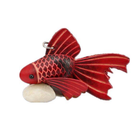 First Layer Cowhide Small Goldfish Handbag Pendant Keychain - Image 2