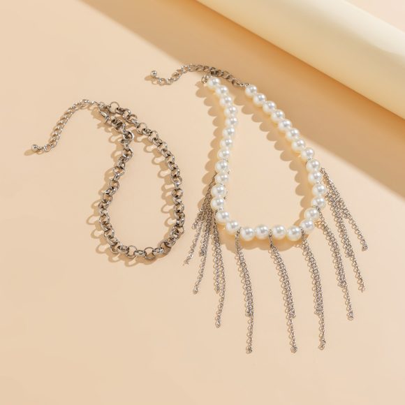 Pearl Tassel Fun Design Double-layer Retro Necklace Women's Accessories - Image 6